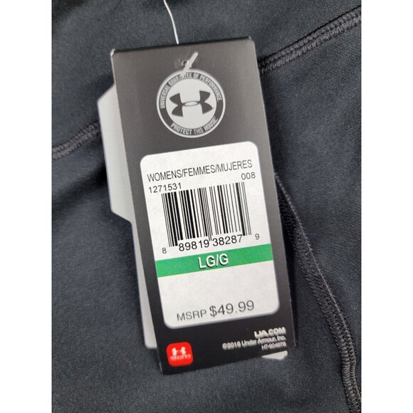 NEW Under Armour Fly Capri Compression Leggings Large black/aqua Blue heat‎ gear - Picture 6 of 11